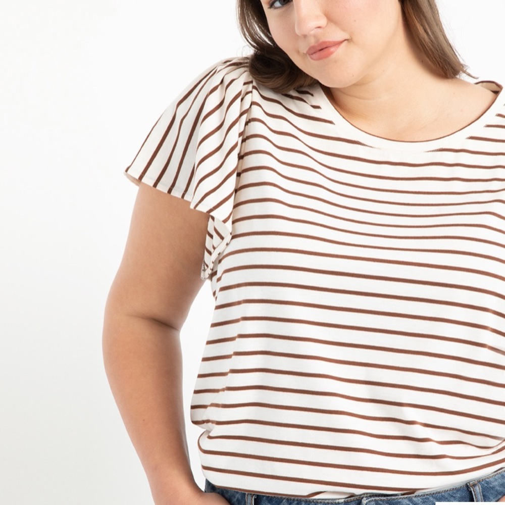 Eloquii Striped Knit Top Sleeve 14/16